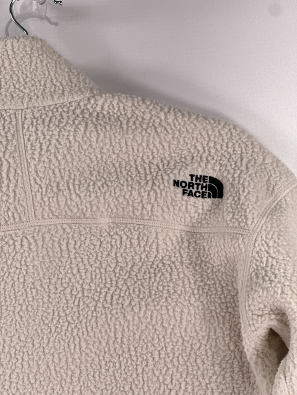 THE NORTH FACE Platte Cropped Sherpa 1/4 Zip Fleece Cream Womens S - Picture 4 of 12